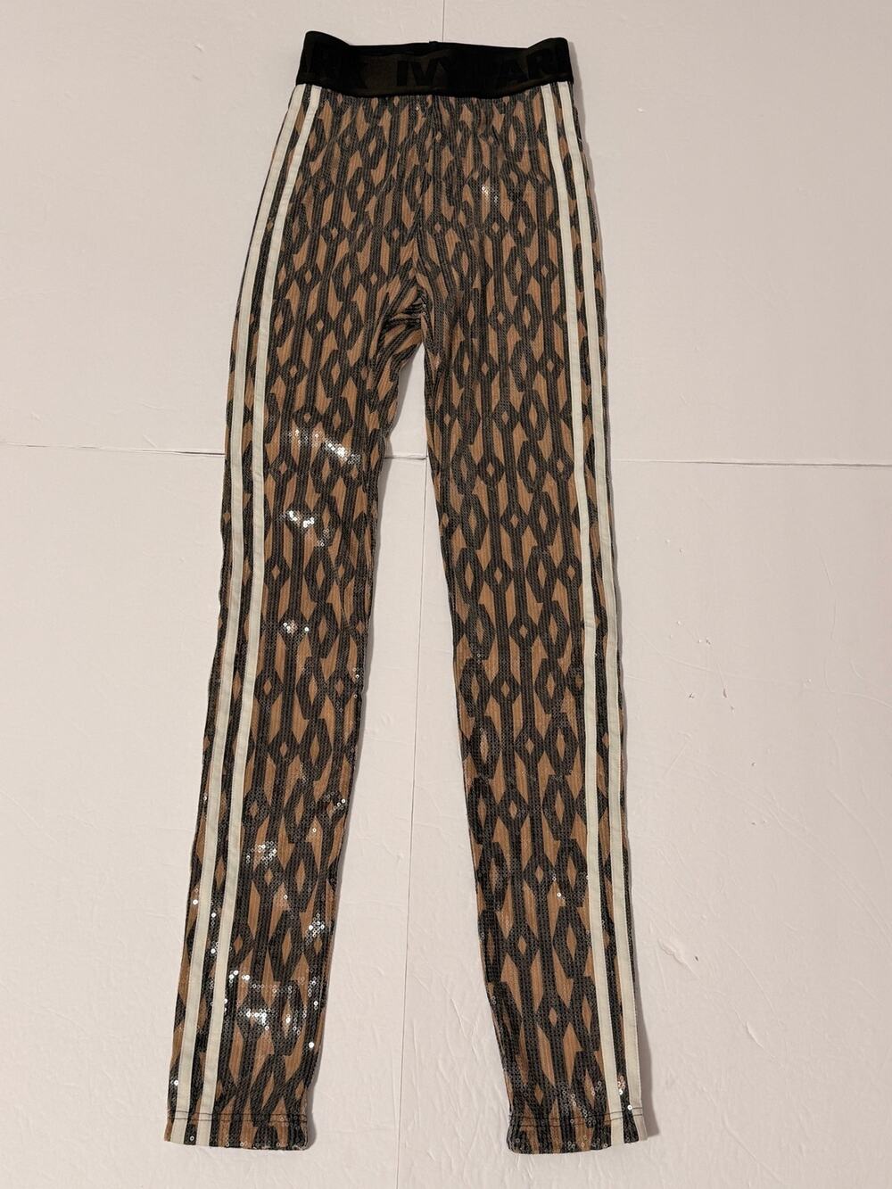 Adidas Ivy Park Sequin Monogram Leggings, Dark Brown/Mesa, Size XS